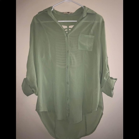 Ya Los Angeles Tops - Ya Los Angeles - Long sleeve button down flowy top - cut out back